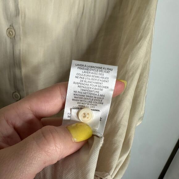 RACHEL Rachel Roy Women's‎ Cream Lapel Collar Short Sleeve Button Down Shirt L - Picture 4 of 5